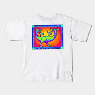 Weird Medieval Two Headed Dragon Frank 90's Retro Art Style Kids T-Shirt
